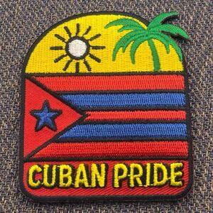 Cuban Pride 3” Iron On Embroidered Patch Badge Cuba Flag Palm Tree Sun Caribbean